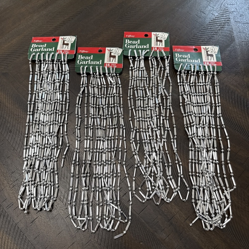 Vintage Velvet Touch Tiffany Bead Garland Lot-4 Packs 72ft Total Retro Christmas
